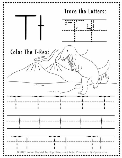 Letter T Preschool, Letter T Free Printables, Letter T Worksheets For Preschool, Letter T Tracing Worksheets Preschool, Dinosaur Writing Activities Preschool, Letter T Printable, Letter T Activities For Preschool, Dinosaur Letters Free Printables, Letter T Worksheet