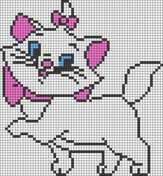 Marie - The Aristocats perler bead pattern Disney Embroidery Patterns, Pixel Crochet Blanket, Modele Pixel Art, Stitch Character, Pearl Beads Pattern, Disney Cross Stitch Patterns, Graph Crochet, Game Sprites, The Aristocats