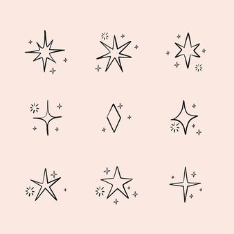 Free Vector | Hand drawn stars pack Aesthetic Star Design, Star Design Aesthetic, Stars Aesthetic Drawing Simple, Star Drawings Aesthetic, Sparkle Filler Tattoo, Cute Graphics Design, Star Doodle Tattoo, Different Stars Drawing, Tattoo Cute Aesthetic