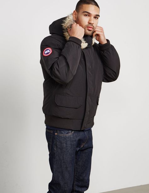 Chilliwack Padded Bomber Jacket Black - Black - Canada Goose Jackets Canada Goose Marlow Parka, Casual Jackets For Men, Montebello Parka Canada Goose, Canada Goose Chilliwack, Canada Goose Shelburne Parka, Canada Goose Junction Parka, Parka Jackets, Canada Goose Mens, Black Cotton Parka With Double-lined Hood