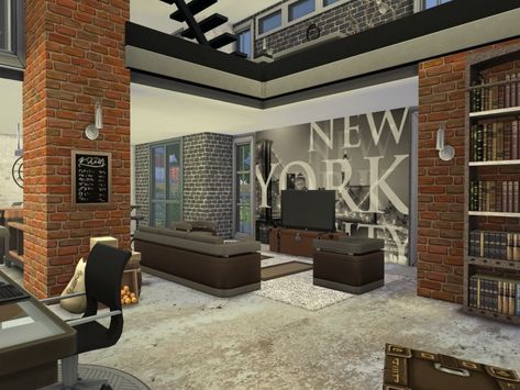 Soho Loft Sims 4 Loft House, Loft Sims 4, Sims 4 Loft, Kids Maxi, San Myshuno, Soho Loft, Sims Builds, House Loft, Sims 4 Downloads