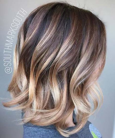 Balayage Hair Color Ideas With Blonde Highlights Sassy Hairstyles, Bob Ideas, Highlights For Dark Brown Hair, Balayage Blond, Long Shag, Stacked Bob, Blond Balayage, Medium Bob, Cheese Quesadilla