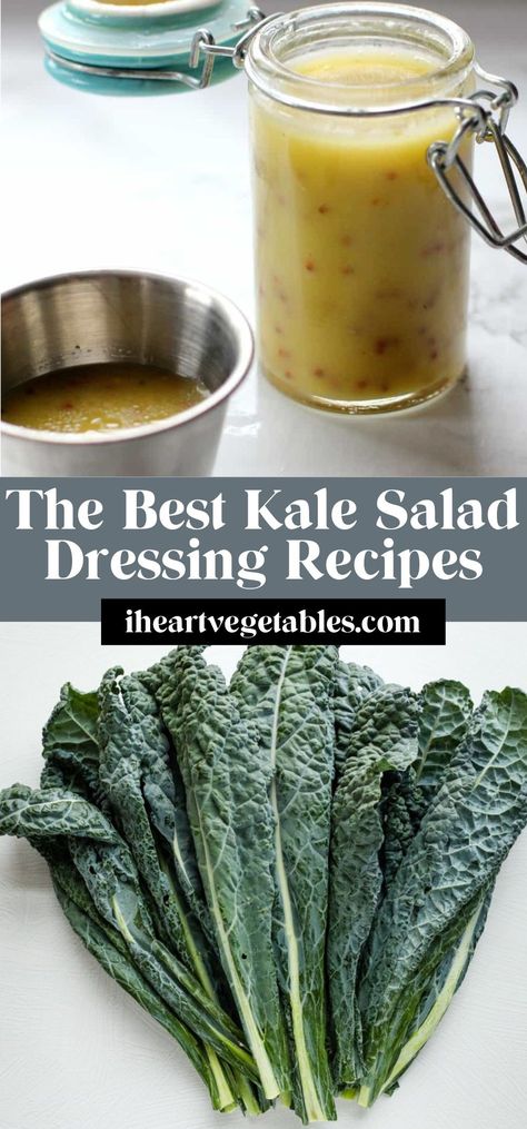 Looking for the perfect dressing to drizzle over a kale salad? These recipes are the best way to dress up a bed of greens and turn your kale into a delicious dish! Kale Salad Vinaigrette, Kale Salad Recipes Dressing, Kale Dressing Recipes, Kale Recipes Salad, Kale Salad Dressing Recipes, Dressing For Kale Salad, Best Kale Salad, Kale Salad Dressing, Spinach Salad Dressing