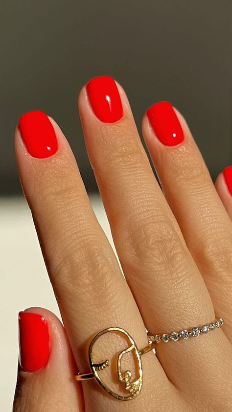 15 Tomato Red Manis for a Picnic Girl Summer Beautiful Red Nails, Red Orange Nails, Red Nail Theory, Nail Theory, Maroon Nail Designs, Red Summer Nails, Red Gel Nails, Bright Red Nails, Kutek Disney