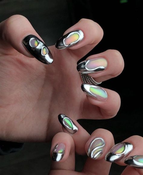 Contemporary Nails, Nail Art Y2k, Texture Nails, Nail Y2k, Gel Manicure Designs, Euphoria Nails, Mens Nails, Korean Nails, Pretty Gel Nails