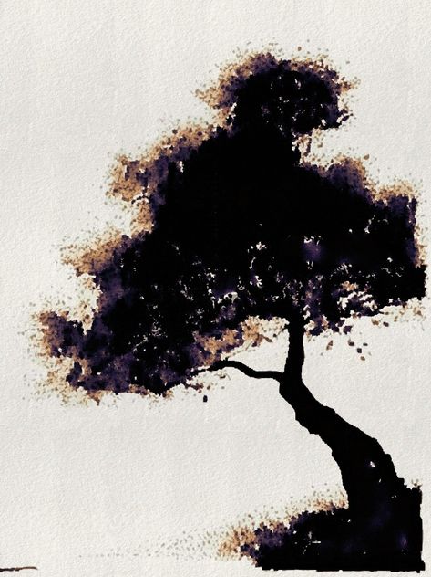 Dry Tree Drawing, Tree Drawing Watercolor, Dark Background Painting, Ink Tree, Art Painting Watercolor, Theme Board, Dry Tree, Background Painting, Drawing Watercolor