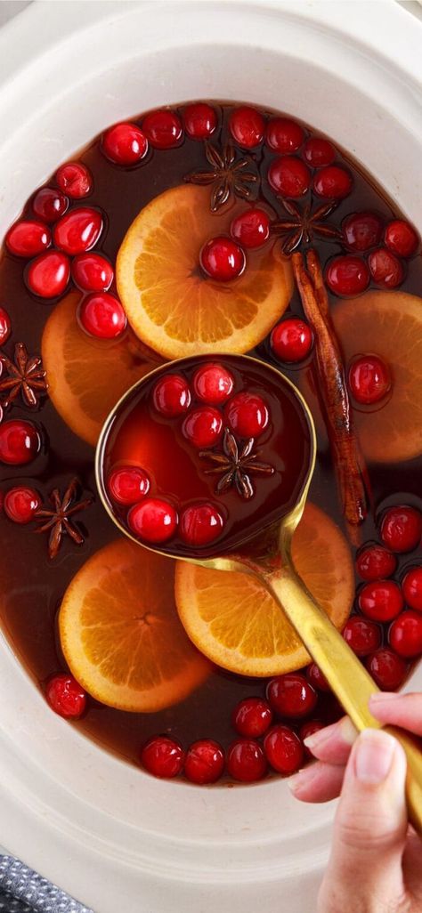 This crockpot hot cranberry punch is slightly sweet but balanced well with the anise and cinnamon sticks, filling your room with its warmly spiced aroma. #aamandascookin #cranberrypunch #holidaydrinks Hot Punch Recipe, Warm Christmas Drinks, Cranberry Apple Juice, Cinnamon Sticks Christmas, Crockpot Christmas, Cranberry Punch, Orange Punch, Cranberry Drinks, Cranberry Cinnamon