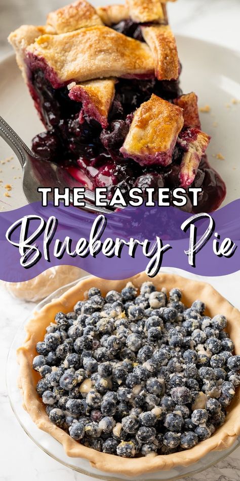 This super easy Homemade Blueberry Pie Recipe is filled with plump blueberries, fresh lemon zest and a hint of cinnamon in a flakey pie crust. Blueberry Pie Filling Recipes, Fresh Blueberry Recipes, Blueberry Pies, Pie Store, Easy Blueberry Pie, Flakey Pie Crust, Fresh Blueberry Pie, Blueberry Pie Recipe, Homemade Blueberry Pie