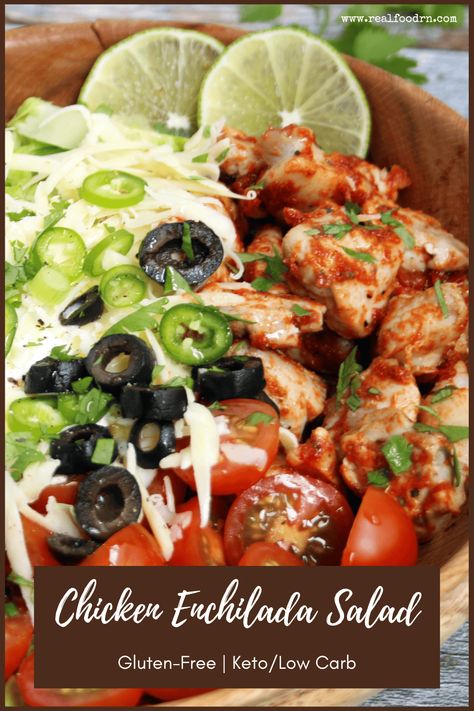 This hearty, savory salad bursts with Mexican flavors without all the carbs. You can feel good about eating this chicken enchilada. It’s high in protein and lots of yummy toppings. Perfect for lunch or dinner. Grab the recipe for Chicken Enchilada Salad! Chicken Enchilada Salad, Enchilada Salad, Tasty Salads, Mexican Flavors, Recipes Salads, Keto Salad, Savory Salads, Low Carb Salad, Burrito Bowls