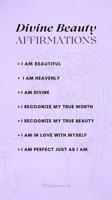 Beauty and Self Love Affirmations, Self Love, Self Worth, Love Yourself Affirmations, Dark Feminine, Femininity, That Girl Affirmations, Princess Treatment, Princess Affirmations, Divine Beauty Affirmations Self Love And Beauty Affirmations, Inner Goddess Affirmations, Divine Feminine Affirmations Wallpaper, Divine Feminine Goddess Affirmations, Divine Beauty Affirmations, Strong Feminine Energy, Pretty Privilege Affirmations, Dark Feminine Energy Affirmations, Divine Feminine Drawing