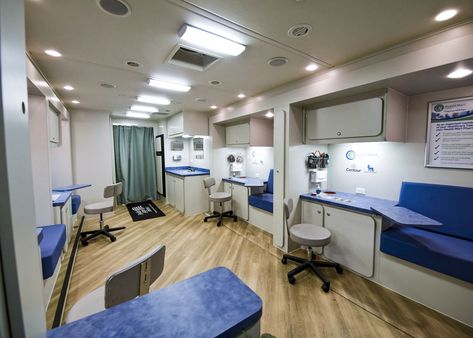 Mobile Medical Trailer Trailer Interior, Mobile Office, Custom Benches, Office Solutions, Health Screening, Waiting Area, Medical Office, Trailers For Sale, Floor Finishes