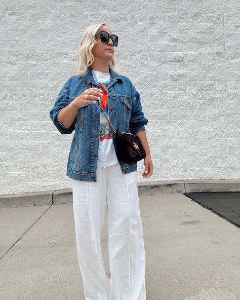 Officially in June 😱☀️ Outfit linked in my highlights! . . . Summer outfit, linen pants, summer fashion, denim jacket, summer linen, white pants, white linen pants, casual street style, neutral outfit, women’s summer outfit ideas, California fashion, Levi’s jacket #summervibes #summeroutfit #summeroutfitideas #linenpants #whitelinenpants #affordablefashion #neutralstyle #denimjacket #denimjackets #californiagirl #casualstreetwear Outfit Ideas California, Linen White Pants, Fashion Denim Jacket, Summer Linen Pants, Highlights Summer, California Fashion, Jacket Summer, Casual Street Wear, White Linen Pants