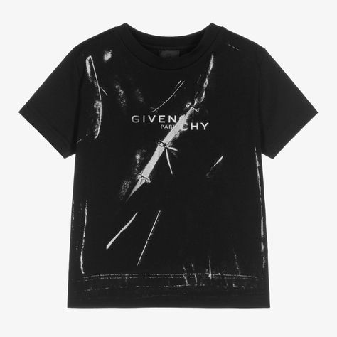 Givenchy Shirt, Dr Closet, Givenchy Logo, T Shirt For Boys, Black Crewneck, Kids Black, Cotton Logo, Black Boys, Summer 2023