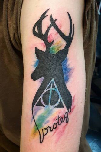 12 Best Harry Potter and Stag Tattoo Designs Harry Potter Birthday Quotes, Stag Tattoo Design, Harry Potter Tattoo Sleeve, Harry Potter Watercolor, Harry Potter Diy Decorations, Deer Tattoo Designs, Harry Potter Wallpaper Phone, Stag Tattoo, Hirsch Tattoo