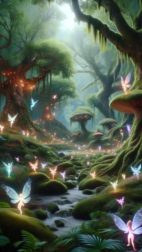 Woodland Fairy Aesthetic, Library Forest, Fantasy Survival, Fairy Garden Ideas Enchanted Forest, Forest Fairy Aesthetic, Painting Unicorn, Unicorn Painting, Unicorn Wall Art, Unicorn Pictures