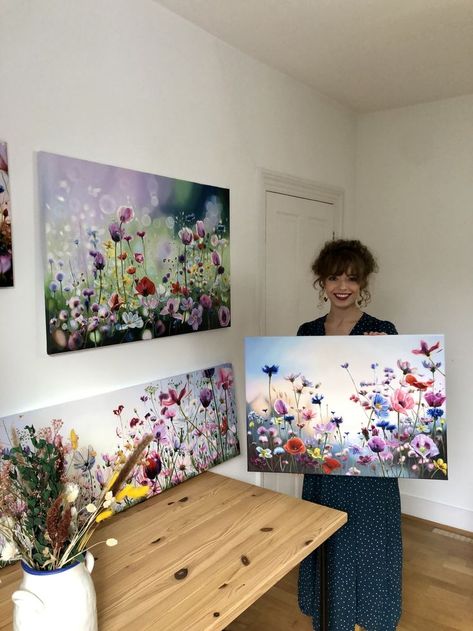 Floral Paintings Acrylic, Wildflower Paintings, Easy Acrylic Painting, Dream Painting, Wildflower Meadow, Flower Painting Canvas, Painting Ideas On Canvas, Acrylic Painting Techniques, Simple Acrylic Paintings