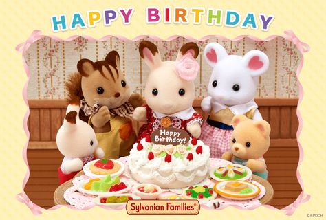 Miniature Greenhouse, Bday Invitations, Calico Critters, Family Birthdays, Sylvanian Families, Birthday Cake Toppers, Birthday Presents, Cute Pictures, Greeting Card