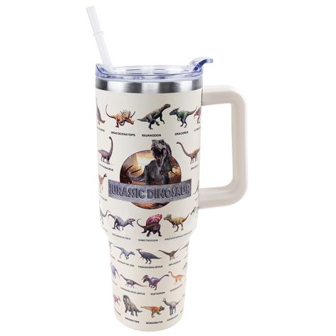 PRICES MAY VARY. Jurassic Dinosaur Design of 40 oz Insulated Tumblers: Dinosaur travel mugs insulated for hot and cold, double wall tumbler vacuum construction, keep your favorite drinks hot, cold, or iced for hours. Dinosaur mug has many different Jurassic dinosaur pictures, such as Tyrannosaurus, Triceratops, Stegosaurus and so on. All kinds of dinosaurs are lifelike, as if we were in ancient times jurassic dinosaur world park. Each dinosaur is clearly identified as is the name of each dinosau Dinosaur Tumbler, Dinosaur Water Bottle, Dinosaur Birthday Decorations, Dinosaur Party Decorations, Dinosaur World, 40 Oz Tumbler With Handle, Dinosaur Mug, Dinosaur Dinosaur, Dinosaur Pictures