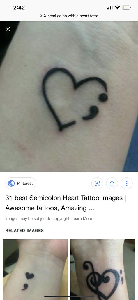 Heart Semicolon, Heart Tattoo, Infinity Tattoo, Jesus Fish Tattoo, Cool Tattoos, Tatting, Tattoo Ideas, Tattoos, Quick Saves