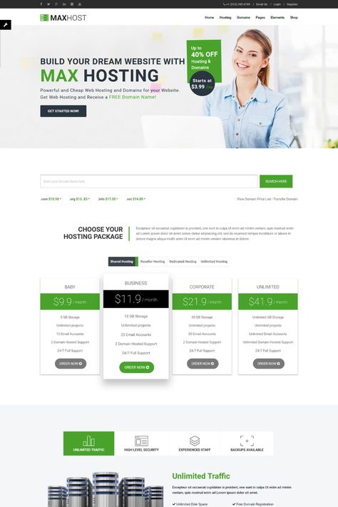 MaxHost is a versatile and feature-rich WordPress theme designed for web hosting, corporate, and e-commerce businesses. With its customizable homepage layouts and color schemes, the theme offers a range of options to create a unique and personalized website. The theme includes specialized features such as integration with the WHMCS platform, WooCommerce compatibility for selling products and services, and a dedicated client area. Homepage Layout, Wedding Site, Wordpress Theme Design, Squarespace Website, E Commerce Business, Selling Products, Corporate Business, Wordpress Themes, Web Hosting