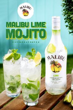 Malibu Mojito Recipe, Malibu Mojito, Lime Mojito Recipe, Easy Mojito, Easy Mojito Recipe, Lime Mojito, Malibu Drinks, Mojito Drink, Drink Recipies