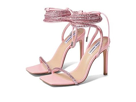 Pink Lace Up Heels, Pink Sparkly Heels, Pink Sparkly Shoes, Steve Madden Travel Sandal, Pink Strappy Heels, Girl Energy, Shoe Shopping, Platform Espadrille Sandals, Sparkly Shoes