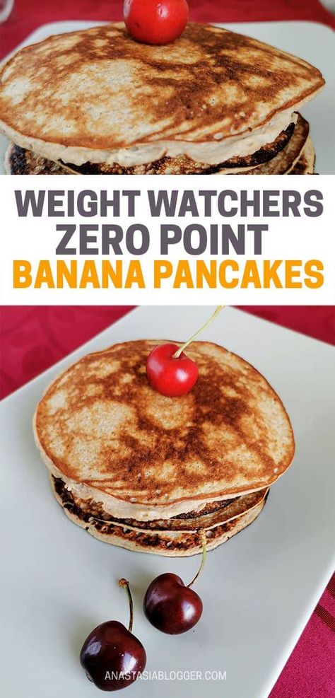 Zero Point Flourless Weight Watchers Banana Pancakes | 0 SmartPoints! These 0 Point Weight Watchers pancakes only use the natural sweetness of banana and don’t need any added sugar!#weight_watchers #weight_loss#recipes #pancakes #banana #smartpoints Pancakes Nutella, Weight Watchers Pancakes, Recipes Pancakes, Pancakes Banana, Weight Watcher Desserts, Weight Watchers Dessert Recipes, Cucumber Diet, Weight Watchers Recipes Desserts, Weight Watchers Breakfast