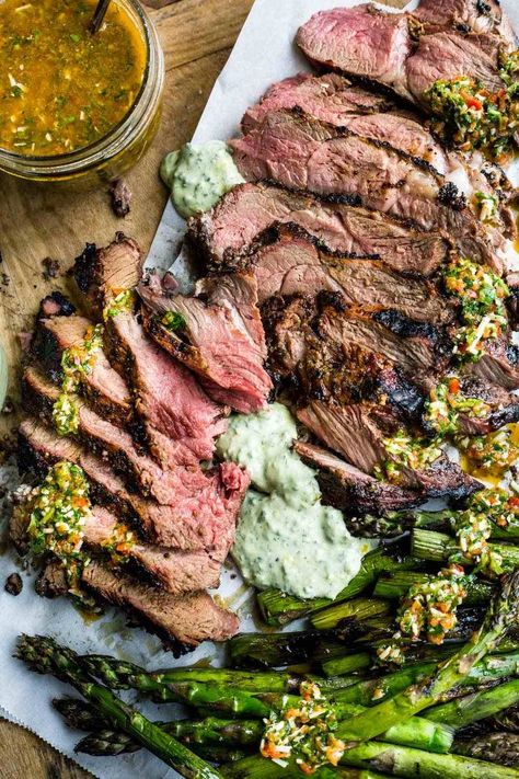 Wood Grilled Butterflied Leg of Lamb & Asparagus - American Lamb Board Grilled Leg Of Lamb, Butterflied Leg Of Lamb, Bbq Lamb, Holiday Roasts, Wood Grill, Premium Meat, Leg Of Lamb, Grilled Lamb, Grilled Asparagus