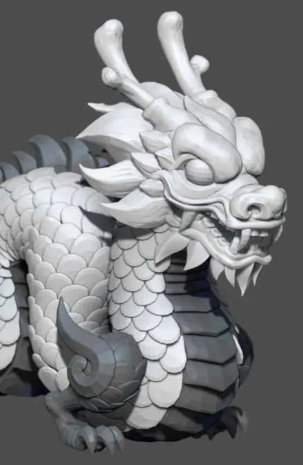 Japanese Dragon Statue, Pixiu Chinese, Chinese Dragon Statue, Chinese Dragon Head, Lunar Dragon, Stylized Dragon, Korean Dragon, 3ds Max Design, Chinese Dragon Art