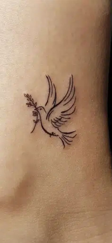 Small Memorial Tattoos For Uncle, Hummingbird And Dove Tattoo, Dove Ear Tattoo, Dove Tattoo Olive Branch, Dove Ankle Tattoo, Dove Tattoo With Name, Tiny Dove Tattoos For Women, Tattoos For Forgiveness, 2 Doves Tattoo Design