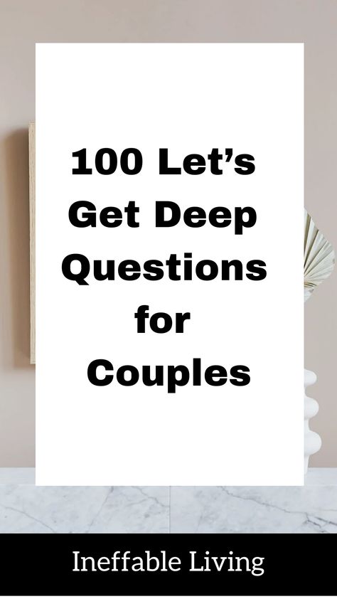 Let’s Get Deep Questions for Couples 1. What is your definition of love?  2. How do you express love and feel loved in a relationship?  3. What are your greatest fears or insecurities in the relationship?  4. What is your most cherished memory together?  5. How do you envision the future of our relationship?  6. What role does communication play in our relationship?  7. What are your core values and how do they align with mine?  8. If you could change one thing about our relationship or the way Uncomfortable Questions To Ask, Deep Questions For Couples, Uncomfortable Questions, Ship Questions, Relationship Expectations, Questions For Couples, Emotional Honesty, Relationship Boundaries, Relationship Therapy