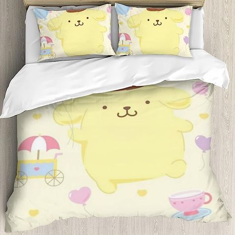 Pompompurin Themed Room, Pompompurin Room, Yellow Bedding Sets, Sanrio Room, Kawaii Puppy, Sanrio Things, Comforter Quilt, Kawaii Room Ideas, Pom Purin