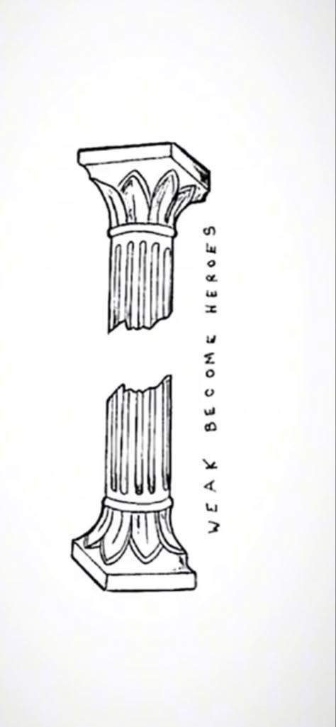 Greek Collums Drawing, Greek Pillar Tattoo Design, Roman Columns Drawing, Roman Drawing Sketches, Rome Architecture Drawing, Greek Pillars Drawing, Roman Column Tattoo, Greek Columns Drawing, Roman Sketch