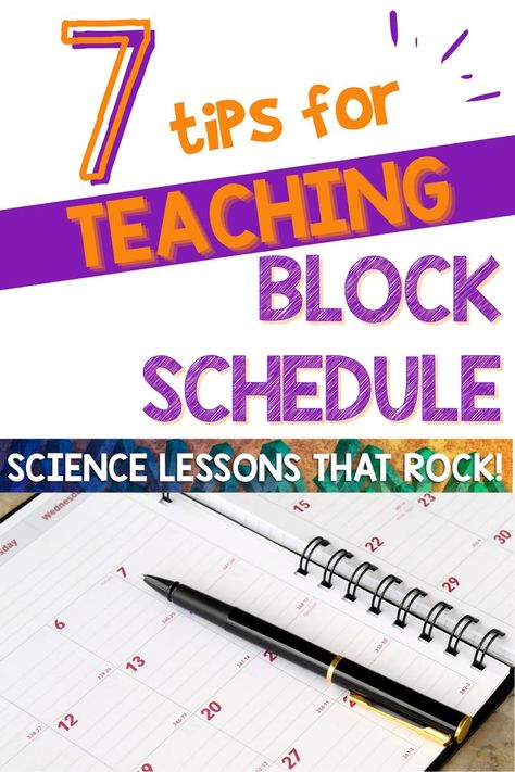 This blog post lists ideas for teaching a secondary science class on a block schedule https://sciencelessonsthatrock.com/tips-for-teaching-on-a-block-schedule-html/ Block Schedule Teaching, 7th Grade Tips, Block Schedule, Schedule Board, Absent Students, Science Board, Lists Ideas, Block Scheduling, Math Blocks