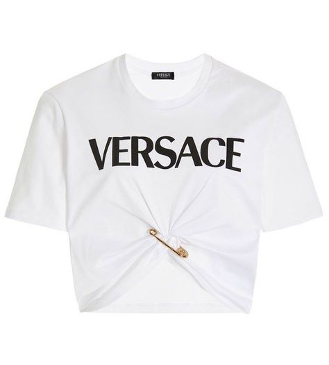 Versace safety pin tee tshirt top Versace Safety Pin, Versace Tops, Versace Logo, Types Of People, White Crop Top, The Trend, Safety Pin, Shirt White, White Tshirt