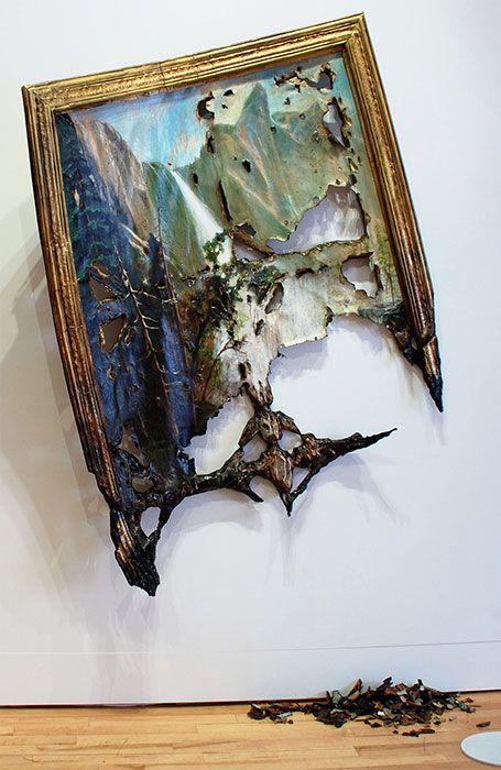 "Fallen Bierstadt," 2007  Foamcore, paint, glue, gel medium, canvas, wire, wood  Dimensions variable Destruction Art, Decay Art, Brooklyn Museum Of Art, American Painting, A Level Art, Ap Art, Installation Art, Art Museum, Amazing Art