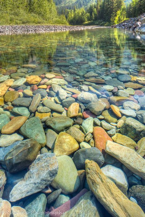 Pebble Shore Lake, River Pebbles, Lake Mcdonald, Rock And Pebbles, River Stones, Landscape Artwork, Rock Pools, Glacier National, River Rock