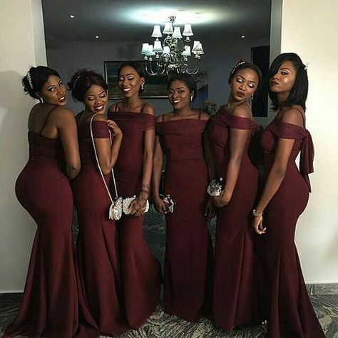 #tagthem ・・・ For make-up tutorials follow @darkskinwomen.makeup Bridesmaid Dresses Black Women, Bridesmaid Dresses Black, Satin Bridesmaid Dress, Mermaid Bridesmaid, Dresses Black Women, Burgundy Bridesmaid, Bridesmaid Dressing Gowns, Cheap Bridesmaid, Mermaid Bridesmaid Dresses