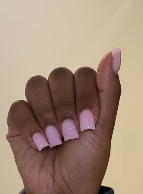 Soft Pink Short Square Nails, Light Pink Nails On Black Women, Plain Jane Nails, Short Pink Powder Nails, Nails No Design Just Color, Pink Ish Nails, Regular Pink Nails, Short Natural Pink Acrylic Nails, Nails Under 50 Dollars