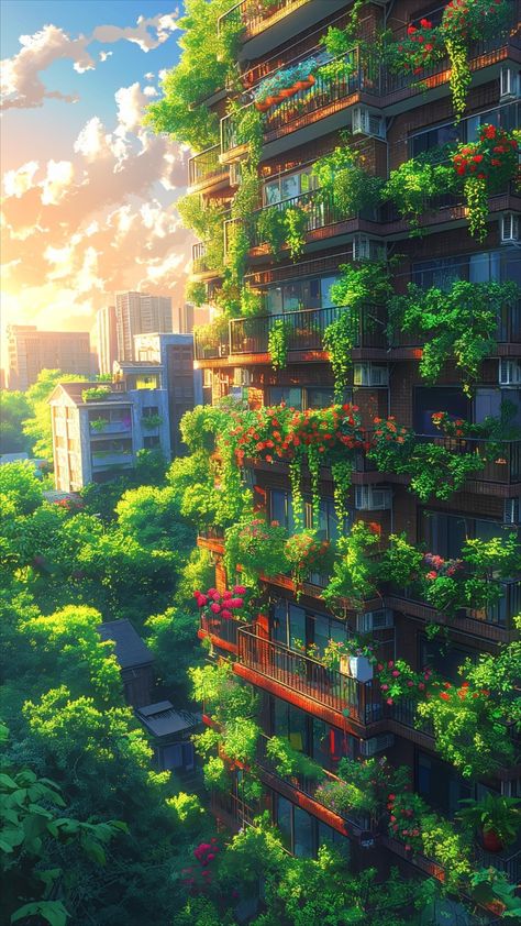 ⁀➷ Wallpaper ✪ Solarpunk Wallpaper, Data Aesthetic, Solarpunk Aesthetic, Anime Landscape, Best Nature Wallpapers, Scenery Pictures, Japon Illustration, Waterfall Photography, Art Gallery Wallpaper