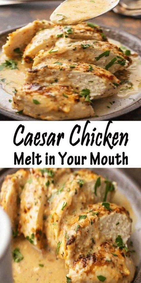 Baked Caesar Chicken, Caesar Chicken, Chicken Dishes Recipes, Baked Chicken Recipes, Melt In Your Mouth, Poultry Recipes, Chicken Dinner Recipes, Chicken Breast Recipes, Easy Chicken Recipes