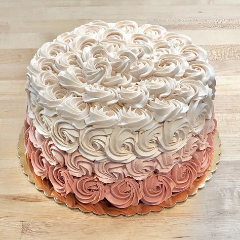 Gold Rosette Cake, Rosette Buttercream Cake, Icing Rosettes, Pastel Rosette Cake, Rose Gold Birthday Cake, Rosette Cake Two Tier, Pink Rosette Cake 2 Tier, Teachers Day Cake, Buttercream Rosette Cake