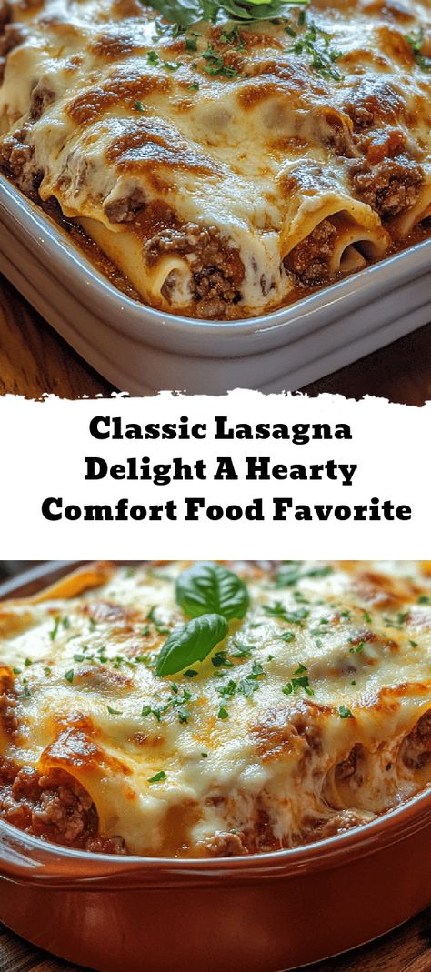 Indulge in the heartwarming flavors of Classic Lasagna Delight, a perfect comfort food for any gathering! This recipe features layers of rich meat sauce, creamy ricotta, and melted mozzarella, creating an unforgettable dish that fills your home with delicious aromas. With just 30 minutes of prep and a total bake time of 1 hour and 10 minutes, this hearty lasagna is easy to make and sure to impress. Explore variations like vegetarian or gluten-free to suit any dietary needs. Gather your Homemade Lasagna Recipe, Homemade Lasagna Recipes, Snickers Cheesecake, Easy Lasagna Recipe, Classic Lasagna, Hearty Comfort Food, Homemade Lasagna, Cooking With Olive Oil, Sauteed Veggies