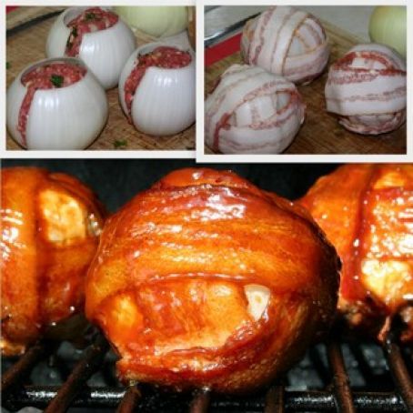 Meatloaf Stuffed, Stuffed Onions, Bombe Recipe, Loaf Recipes, Onion Recipes, Bacon Recipes, On The Grill, Cooking On The Grill, Meatloaf Recipes