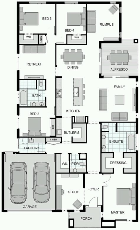 Suit Wardrobe, House Floorplan, Design Floor Plans, Home Design Floor Plans, House Layout Plans, Casa Container, Houses Plans, One Story Homes, Laundry Area