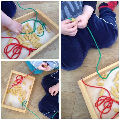 Pasta Threading, Thread Ideas, Art Provocations, Fun Activities For Toddlers, Interesting Facts About Yourself, Physical Development, Early Intervention, Activity Ideas, Home Learning