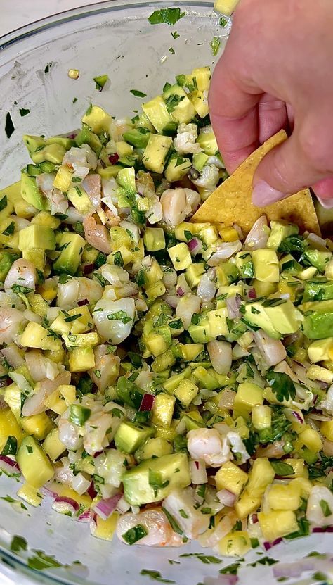 Pineapple Coconut Shrimp Ceviche Recipe Pineapple Ceviche, Yellowtail Recipe, Cilantro Chimichurri, Shrimp Ceviche Recipe, Buffalo Tofu, Broiled Steak, Blue Cheese Dip, Ceviche Recipe, Shrimp Ceviche