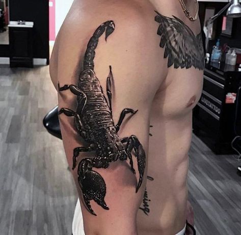 Outer Arm Scorpion 3d Mens Tattoo Ideas 3d Scorpion Tattoo, 3d Tattoo Designs, Scorpio Zodiac Tattoos, Sky Tattoos, Scorpio Tattoo, Tattoo Inspiration Men, Samoan Tattoo, Scorpion Tattoo, Back Tattoos For Guys