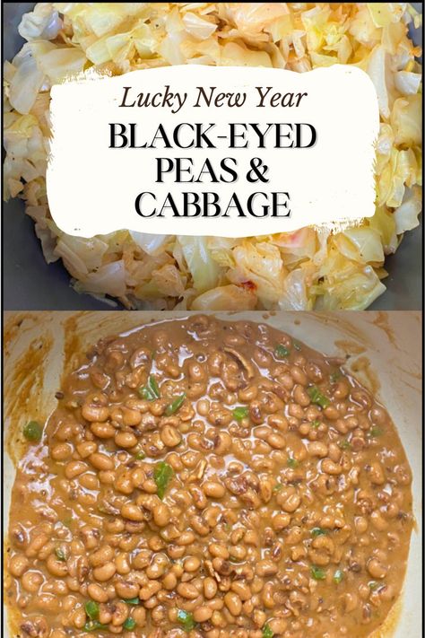 Black Eyed Peas and Cabbage - NEW YEARS RECIPE Black Eyed Peas For New Years Good Luck, New Years Cabbage Recipes Good Luck, Cabbage Black Eyed Peas, Best Southern Black Eyed Peas Recipe, Blacked Peas Recipe, Black Eyed Peas For New Years, Black Eye Pea Recipes Easy, Black Eye Peas New Years Good Luck, Black Eyed Peas And Cabbage