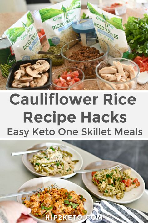 Frozen Cauliflower Rice Recipes Easy, Frozen Coliflower Recipes Rice, Frozen Riced Cauliflower Recipes Keto, How To Freeze Cauliflower Rice, Making Cauliflower Rice, Frozen Cauliflower Rice, Cauliflower Rice Recipes, One Skillet Meals, Skillet Meals